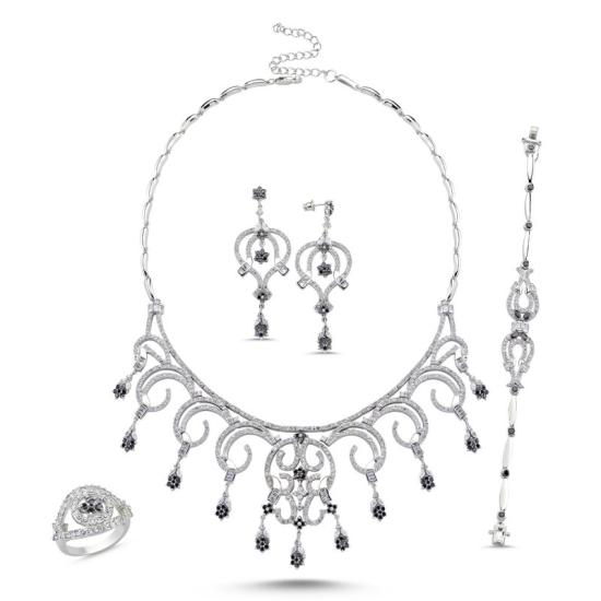 Wolesale CZ Necklace, Bracelet & Earrings Bridal Set