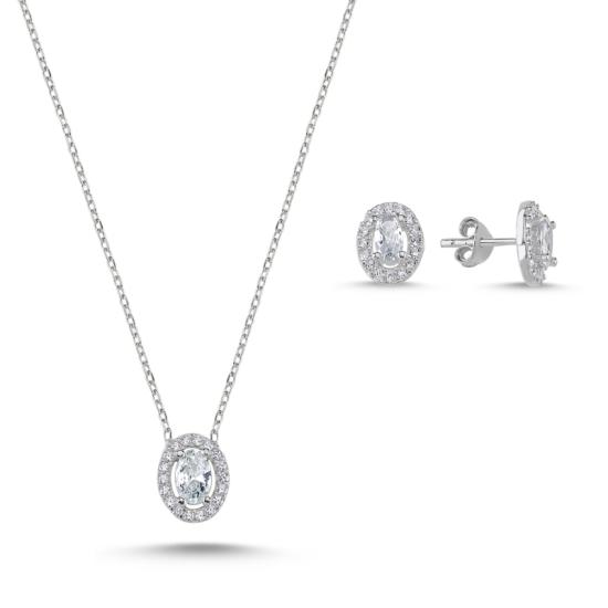 Wolesale Oval Halo Solitaire CZ Set