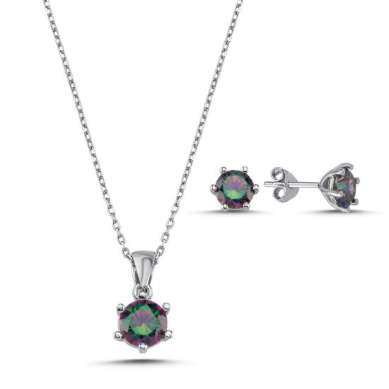 Wolesale Mystic Topaz Round CZ Solitaire Set