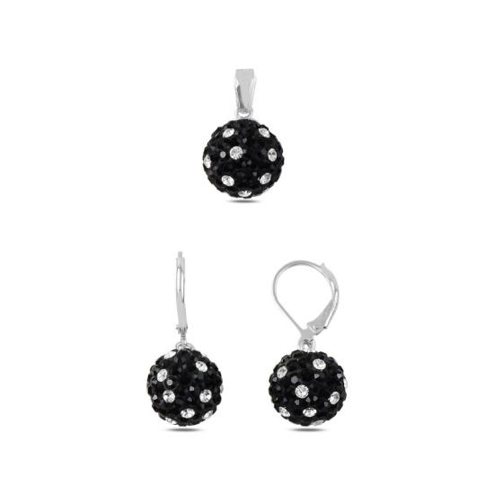 Wolesale Polka Dot CZ Dangle Ball Set