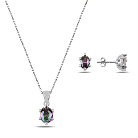 Wolesale Oval Mystic Topaz CZ Solitaire Set