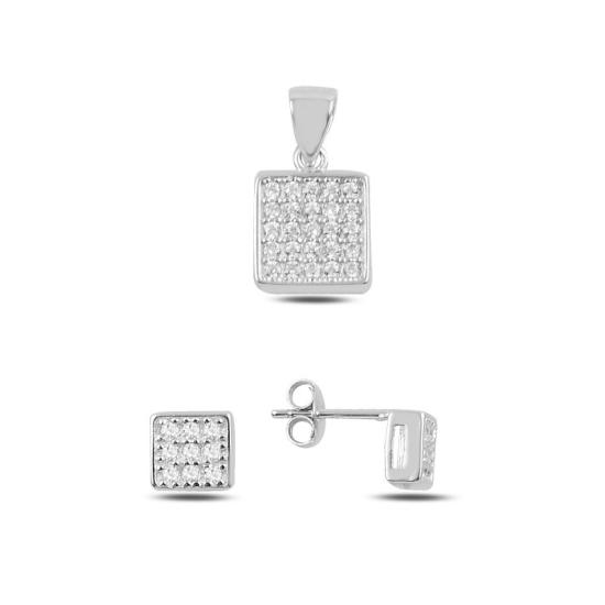 Wolesale Square CZ Earrings & Pendant Set