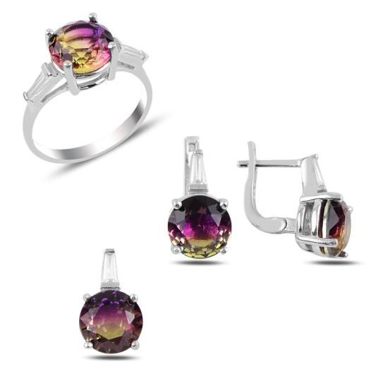 Wolesale Ametrine Bicolor CZ Solitaire Set