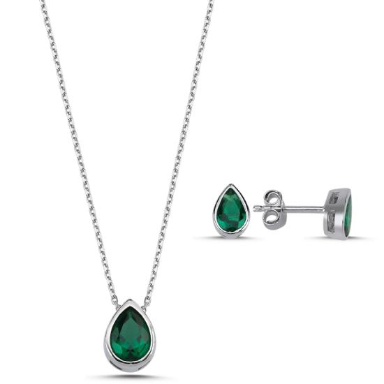 Wolesale Colored CZ Solitaire Teardrop Set