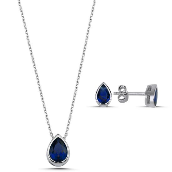 Wolesale Colored CZ Solitaire Teardrop Set