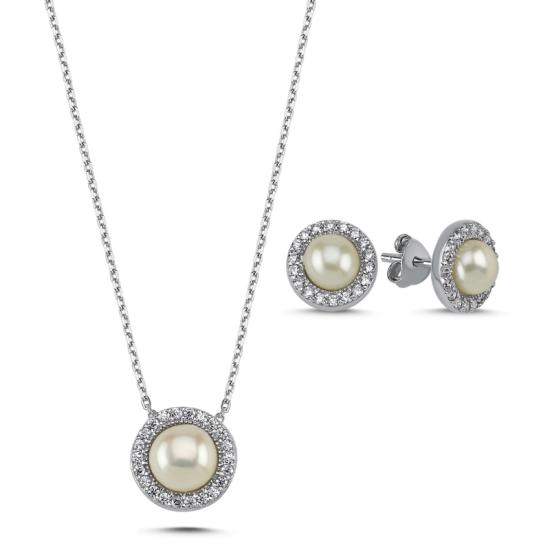 Wolesale Pearl CZ Halo Set