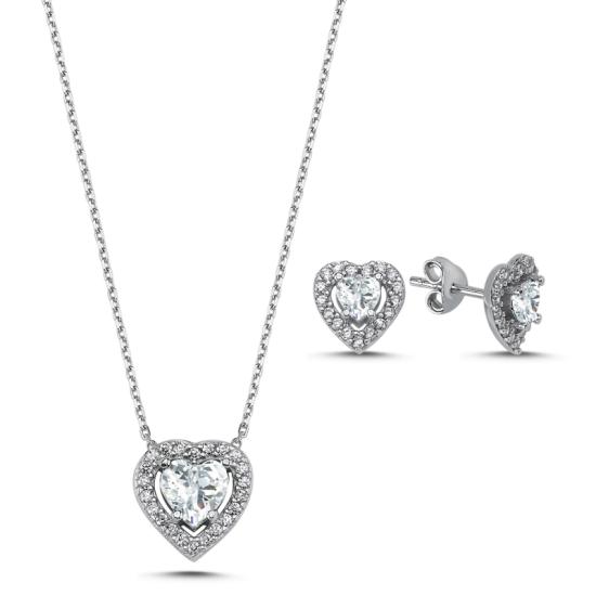 Wolesale Heart CZ Solitaire Halo Set