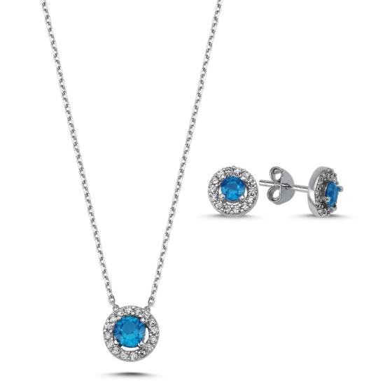 Wolesale Round Colored CZ Halo Set