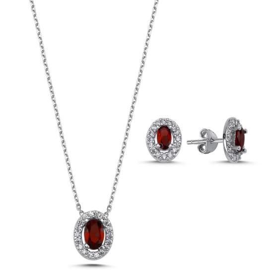 Wolesale Oval Colored CZ Halo Solitaire Set