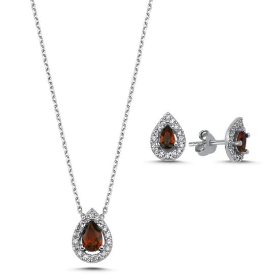 Wolesale Teardrop Colored CZ Solitaire Halo Set