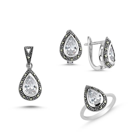 Wholesale Marcasite Set of Pendant, Ring and Earrings