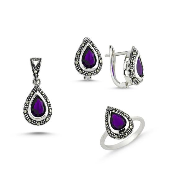 Wholesale Marcasite Set Of Pendant, Ring And Earrings