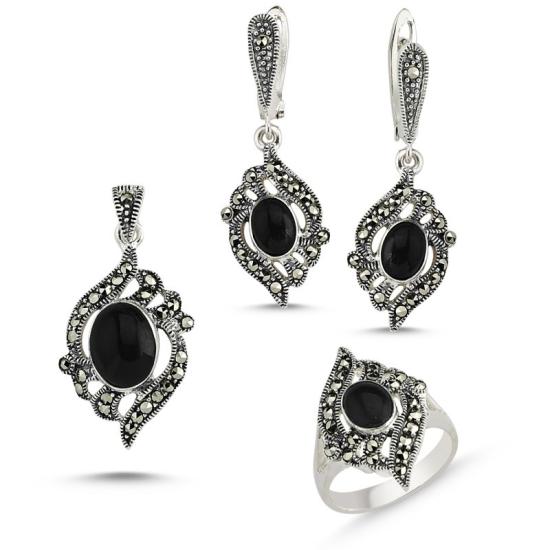 Wolesale Marcasite Set of Pendant, Ring and Earrings