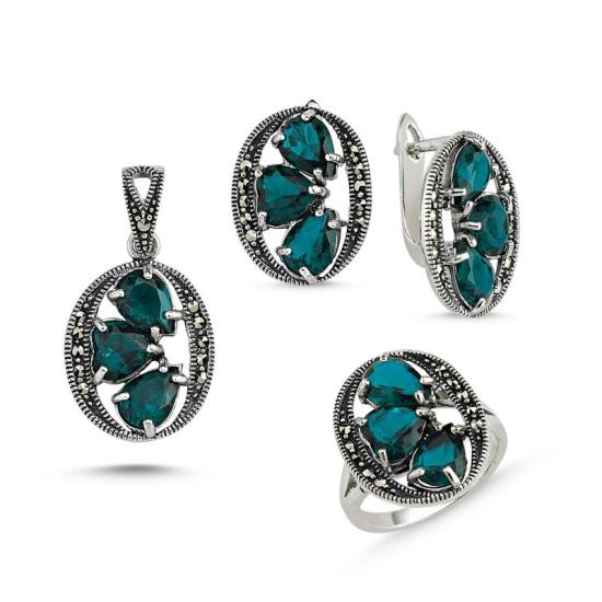 Wolesale Marcasite Set of Pendant, Ring and Earrings