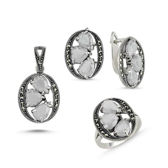 Wolesale Marcasite Set of Pendant, Ring and Earrings