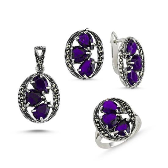 Wolesale Marcasite Set of Pendant, Ring and Earrings