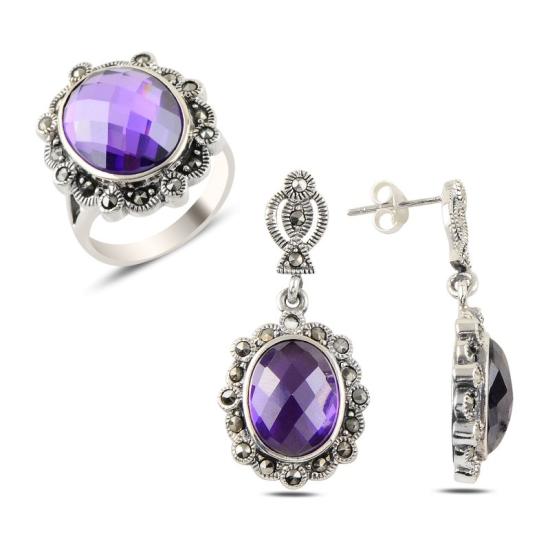 Wolesale Amethyst CZ & Marcasite Set