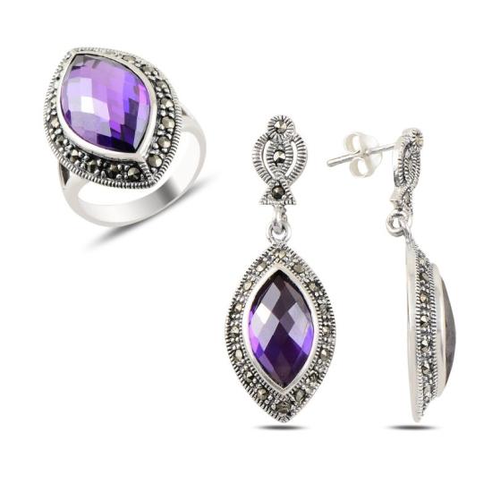 Wolesale Amethyst CZ & Marcasite Set