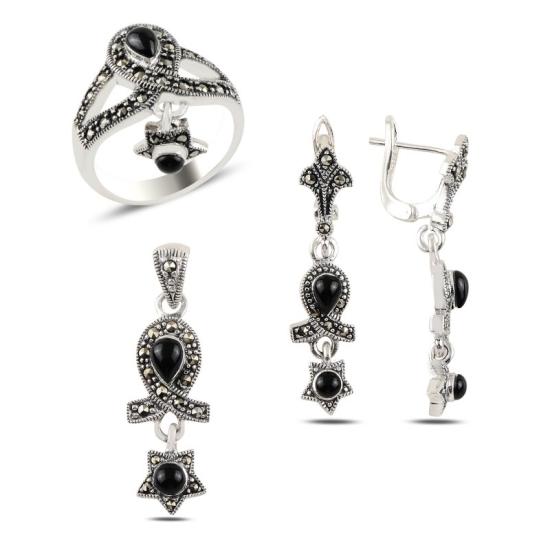 Wolesale Oniks & Marcasite Set