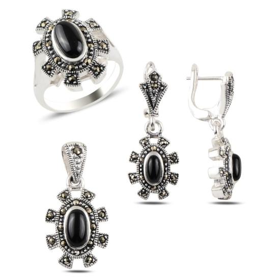 Wolesale Oniks & Marcasite Set