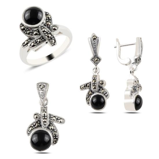 Wolesale Oniks & Marcasite Set