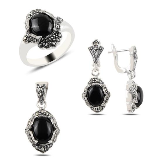 Wolesale Oniks & Marcasite Set