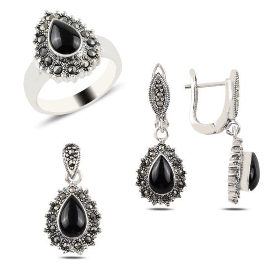 Wolesale Oniks & Marcasite Set