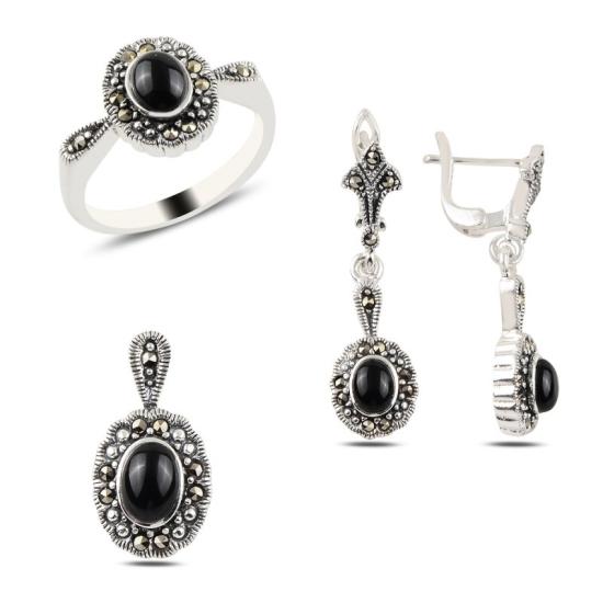 Wolesale Oniks & Marcasite Set