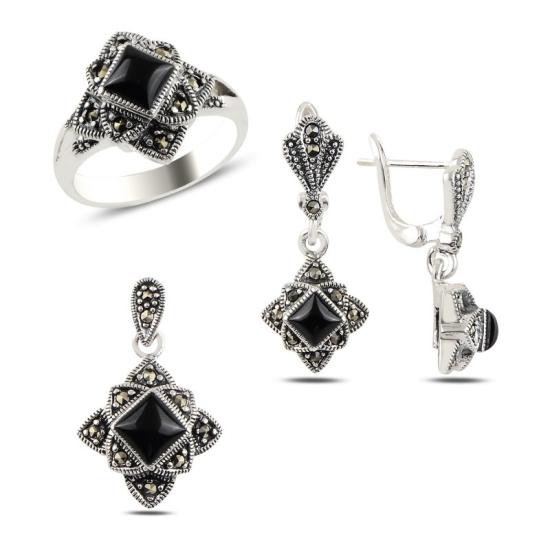 Wolesale Oniks & Marcasite Set