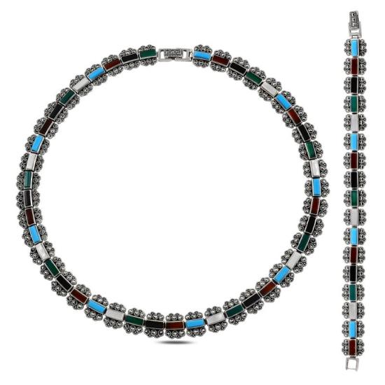 Wolesale Onyx, Agate, Turquoise, Mother of Pearl & Marcasite Set