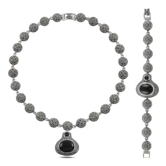 Wolesale Marcasite & Onyx Set