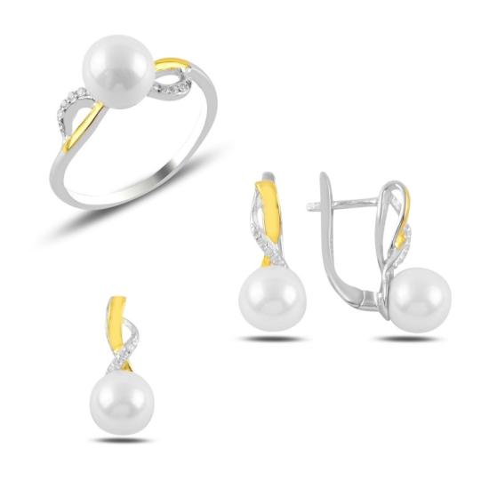 Wolesale Pearl & CZ Dual Color Set