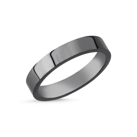 Toptan Flat Plain 4mm Band Ring with Black Rhodium