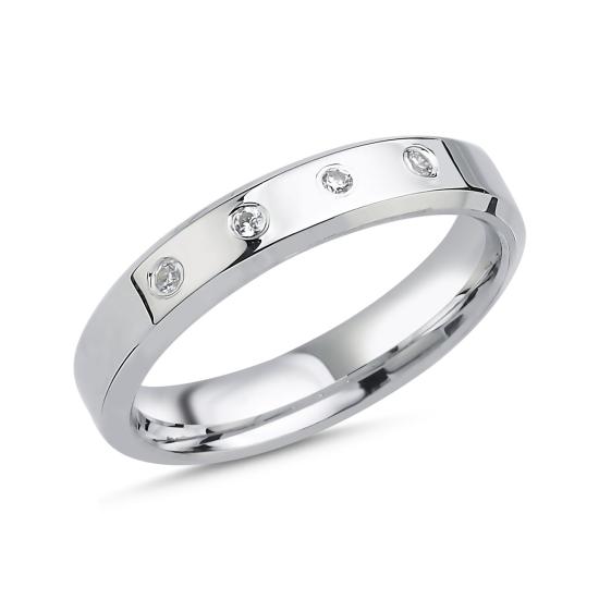 Wholesale 4mm CZ & Beveled Edge Band Ring