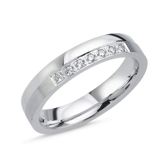 Wholesale 4mm CZ & Brushed Band Ring