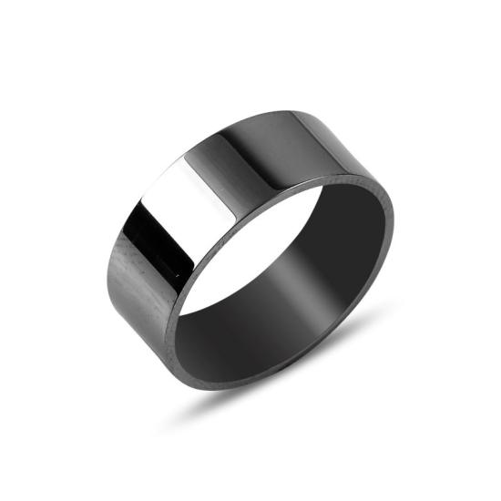 Toptan Flat Plain 8mm Band Ring with Black Rhodium