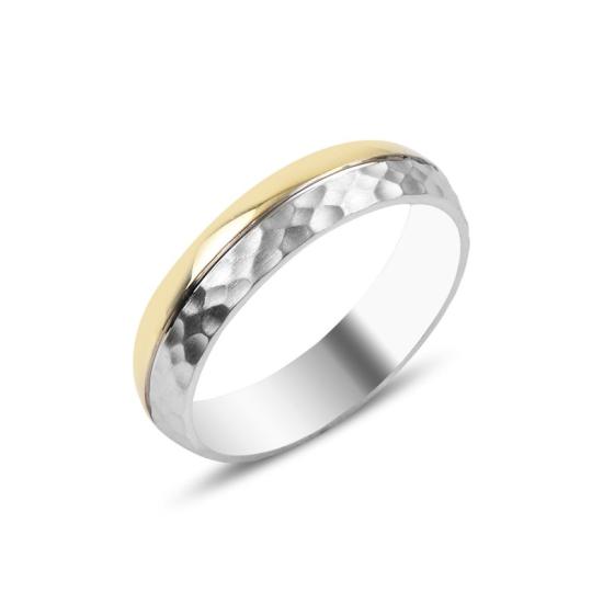 Toptan Hammered Dual Color Band Ring