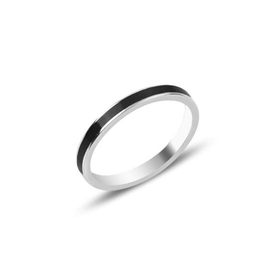 Toptan Black Enamel Thin Band Ring