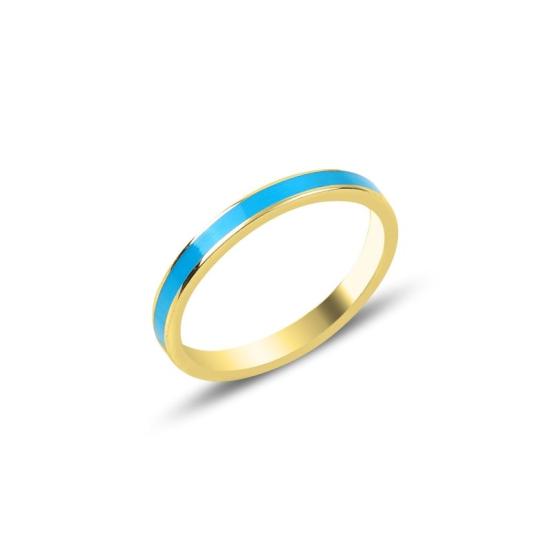 Toptan Turquoise Enamel Thin Band Ring